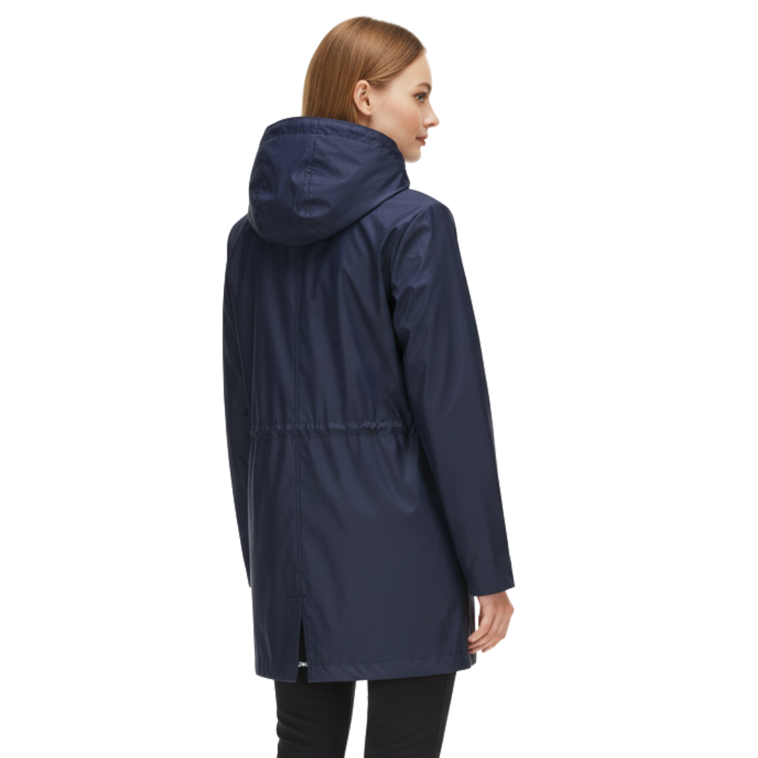Regenjacke Damen mit Taillenzug - Übergangsjacke mit Kapuze, bis 5XL