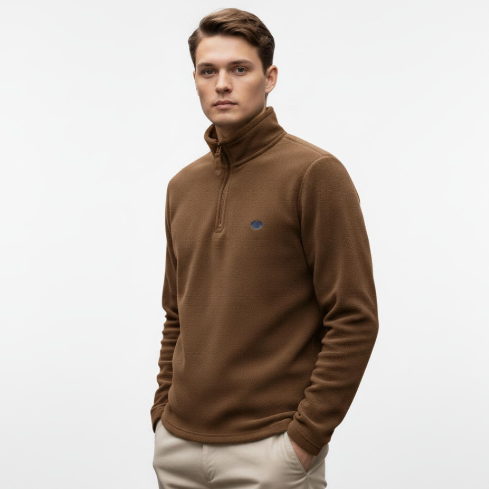 Half-Zip Fleecepullover – doppelseitiges Polar-Fleece – Stehkragen – Herren