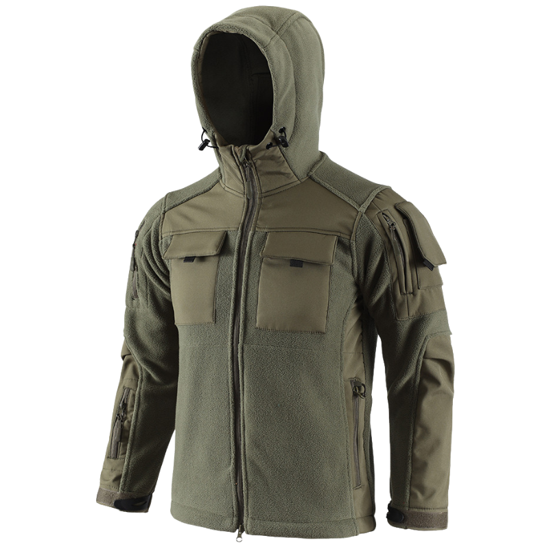 Fleecejacke Herren - Taktisch mit Kapuze - Camouflage & Uni