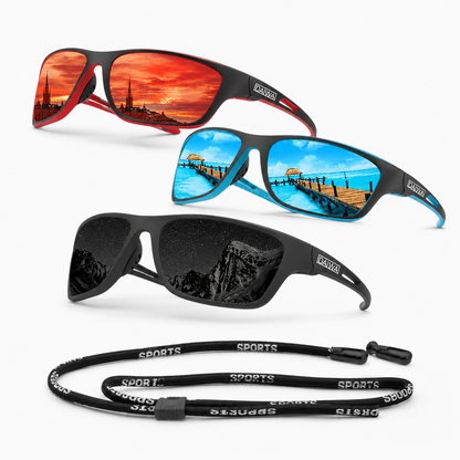 3er-Pack Polarisierte Herren-Sonnenbrillen – Inklusive Brillenband