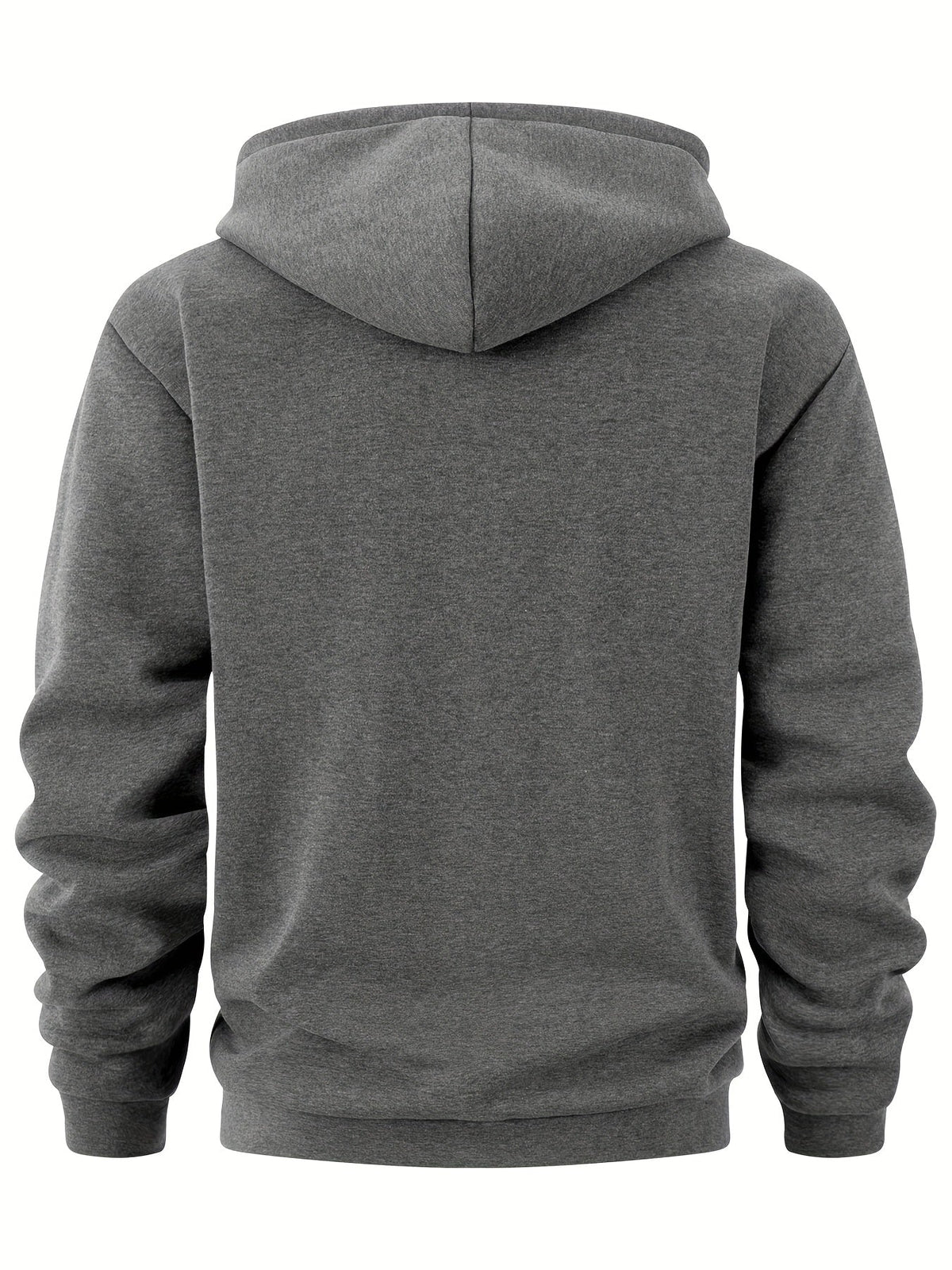 Dunkelgrauer Hoodie von hinten mit Kapuze
