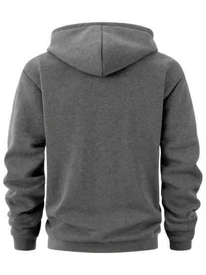Dunkelgrauer Hoodie von hinten mit Kapuze