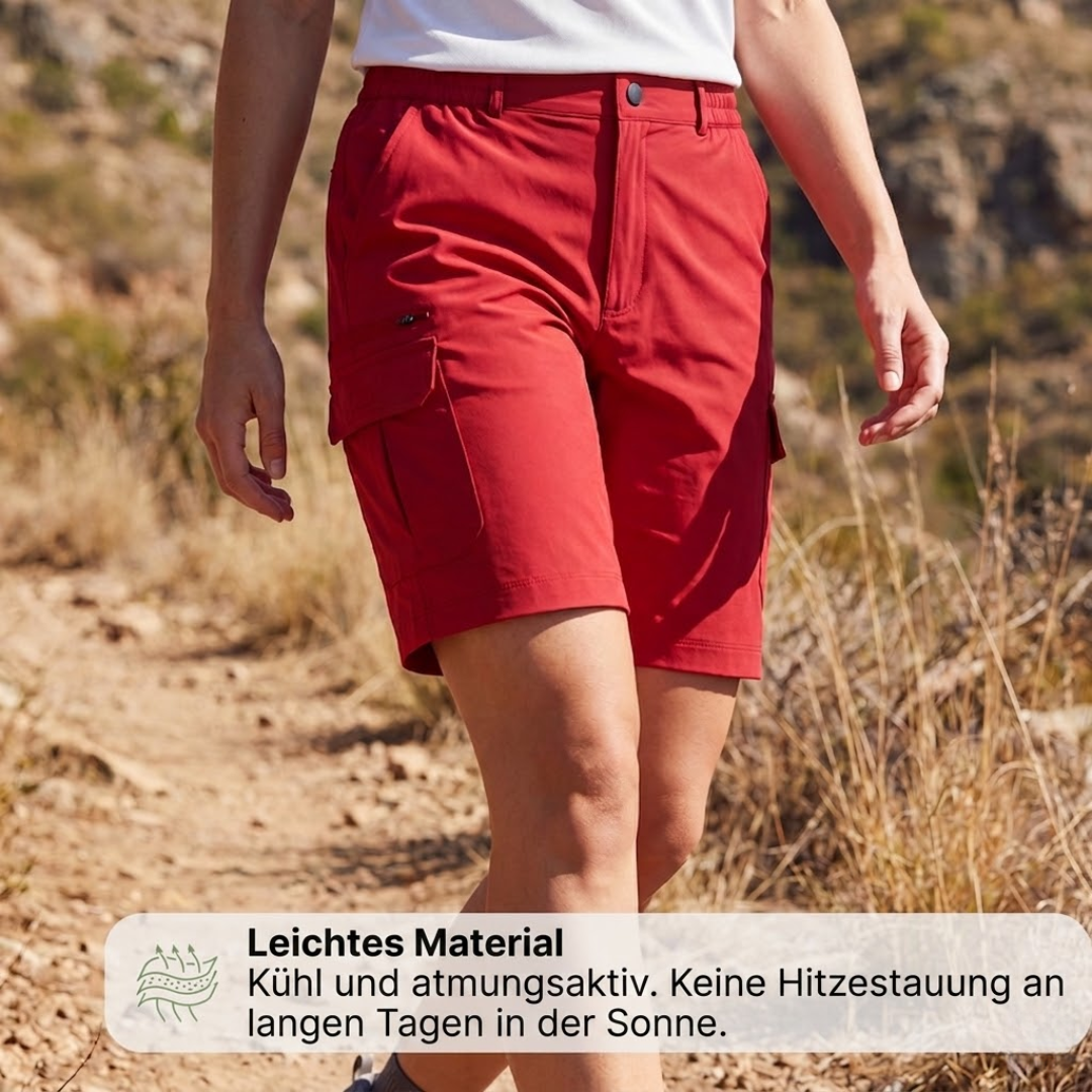 Damen Hiking Cargoshorts – Kurze Stretchhose mit 7 Taschen