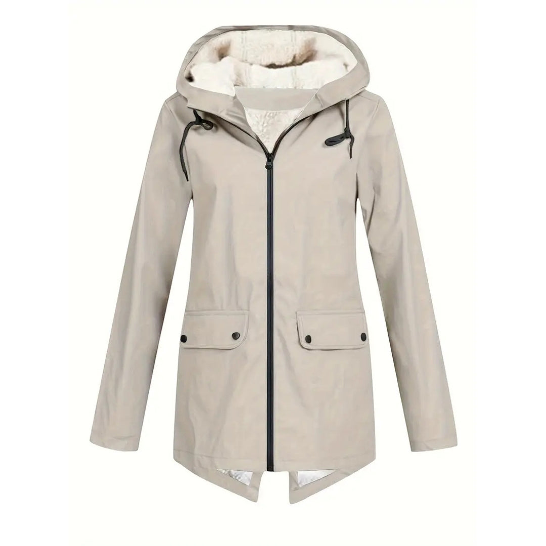 Übergangsjacke Damen - Regenjacke - Fleecegefüttert mit Kapuze