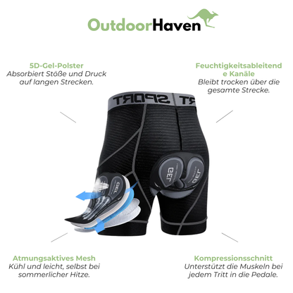 Herren-Radhose - 5D-Gelpolster - Atmungsaktives Mesh