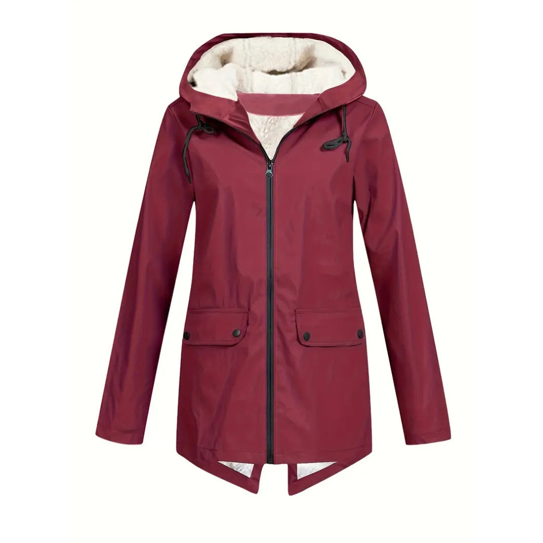 Übergangsjacke Damen - Regenjacke - Fleecegefüttert mit Kapuze