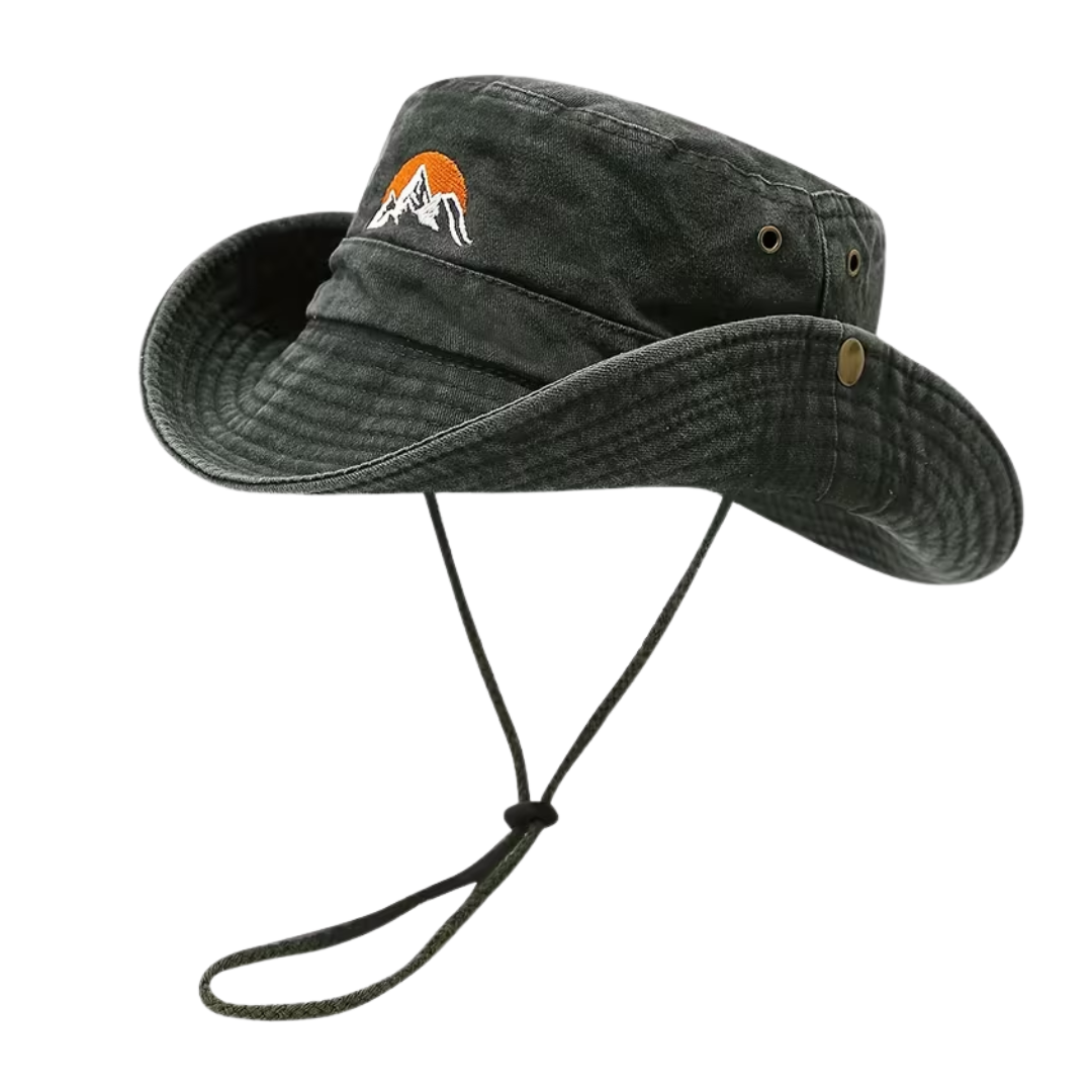Outdoor Bucket Hat – Gewaschene Baumwolle – Breite Krempe – Sonnenhut mit Kinnband