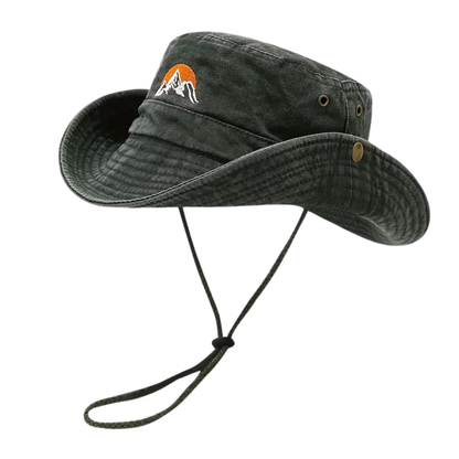 Outdoor Bucket Hat – Gewaschene Baumwolle – Breite Krempe – Sonnenhut mit Kinnband