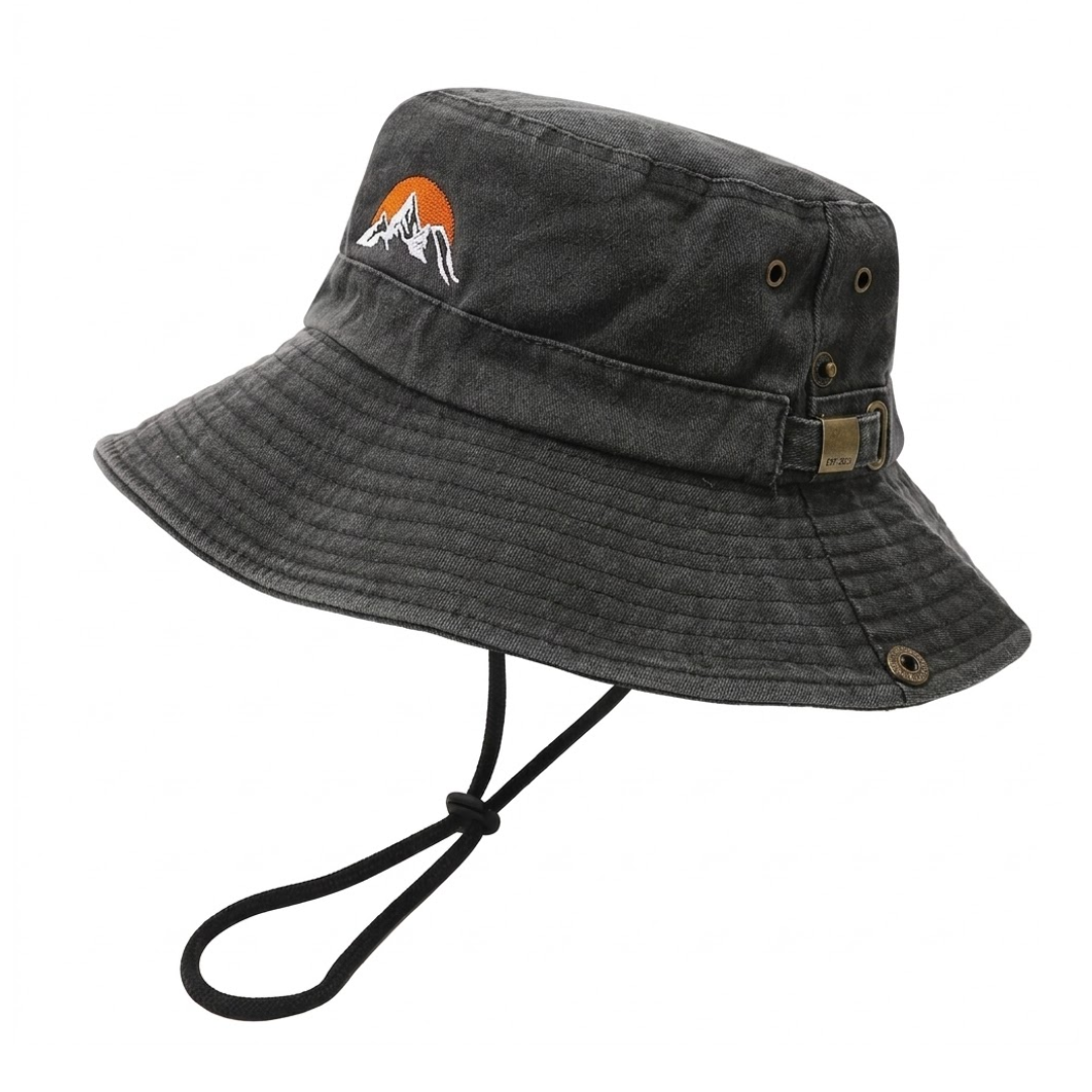 Outdoor Bucket Hat – Gewaschene Baumwolle – Breite Krempe – Sonnenhut mit Kinnband