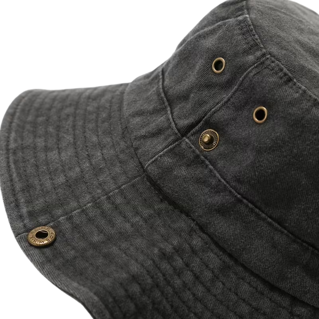 Outdoor Bucket Hat – Gewaschene Baumwolle – Breite Krempe – Sonnenhut mit Kinnband