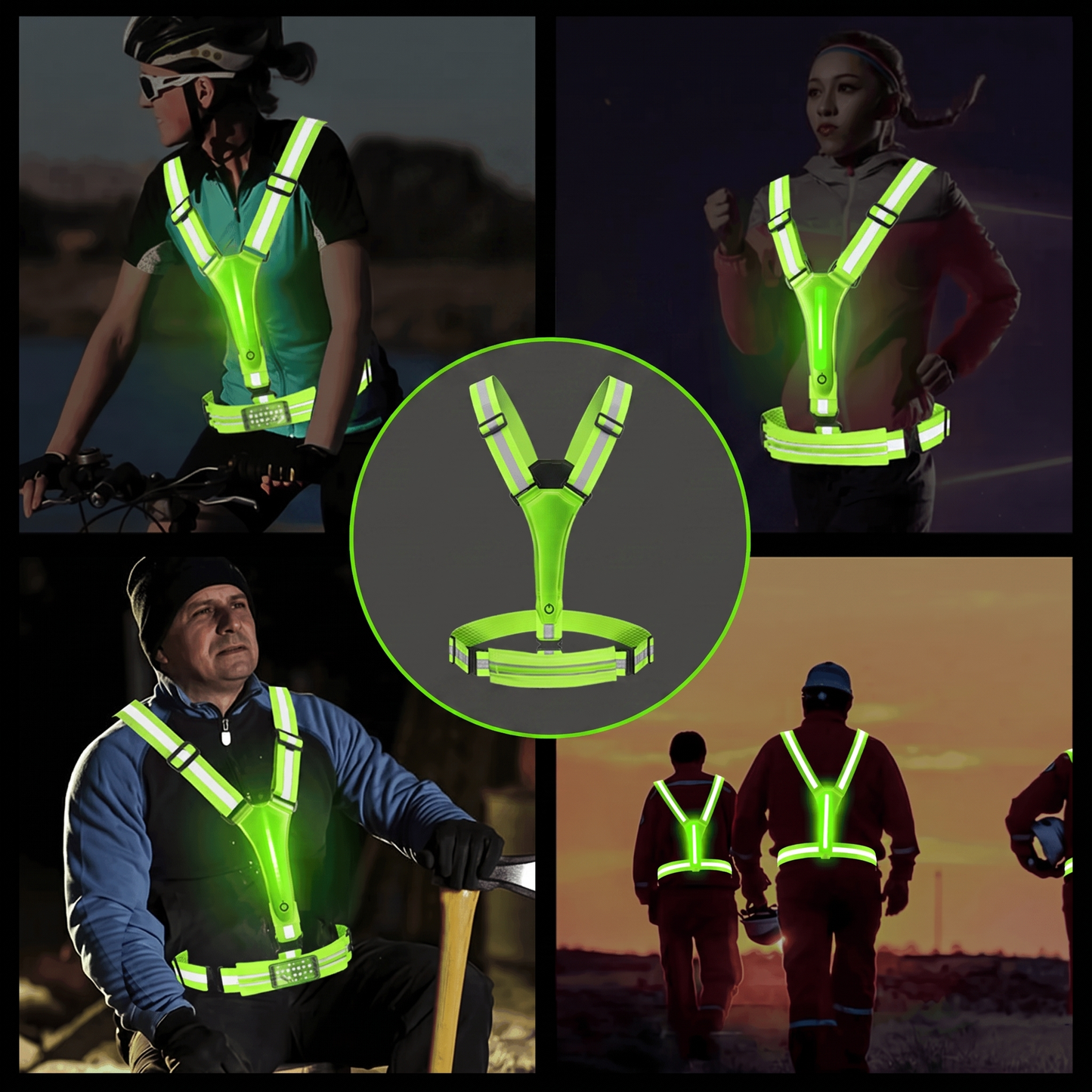 Reflektorweste mit LED - USB Aufladbar - Laufen & Fahrrad
