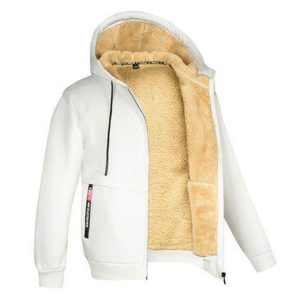Kapuzenjacke Herren - Strickjacke mit Kapuze - Sherpa-Fleece-Futter