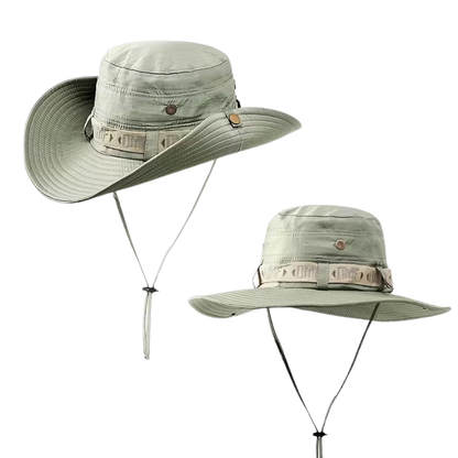 Herren Sonnenhut – Breite Krempe – Verstellbares Kinnband