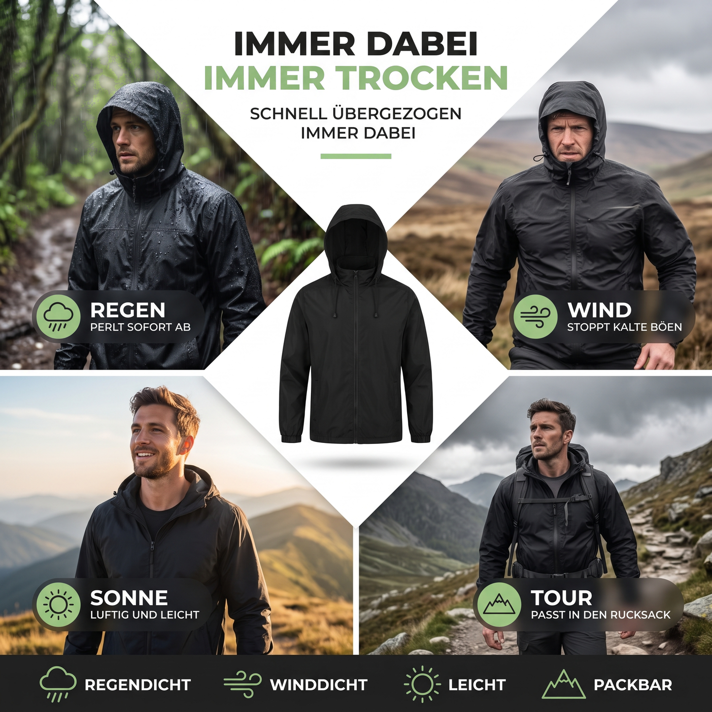 Regenjacke Herren Leicht - Schutz bei jedem Wetter
