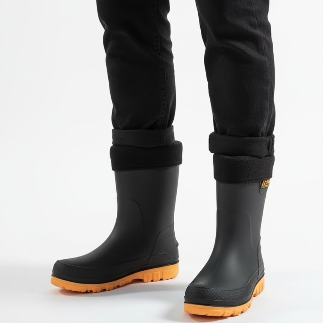 Regenstiefel Herren Wasserdicht & Isoliert Kunstfellfutter