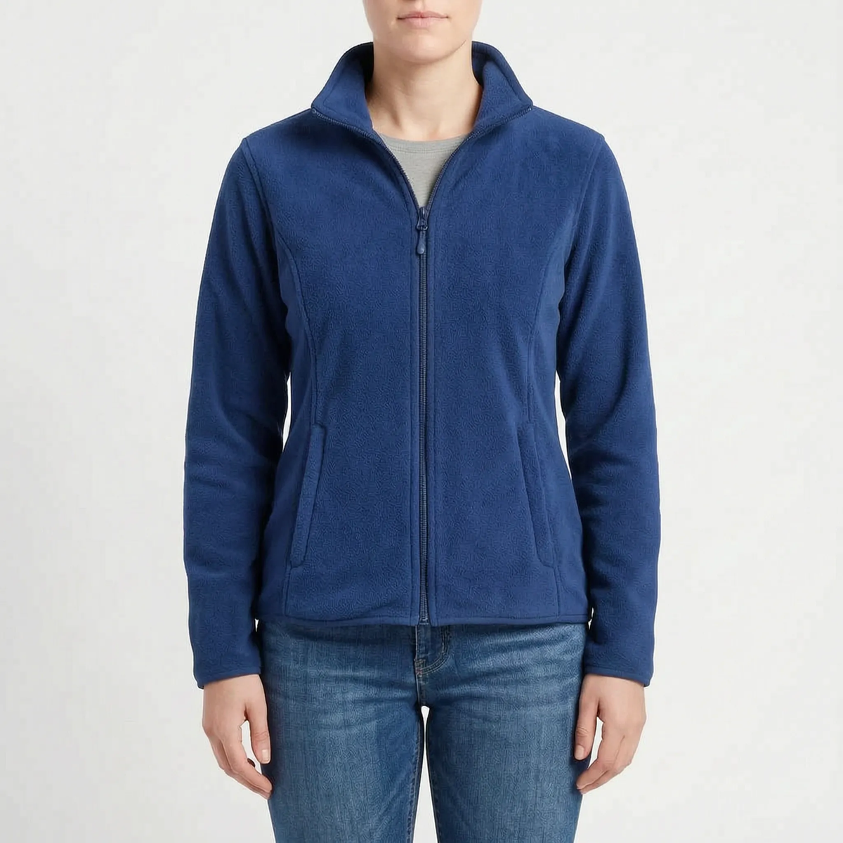 Damen-Fleecejacke in Marineblau von vorne