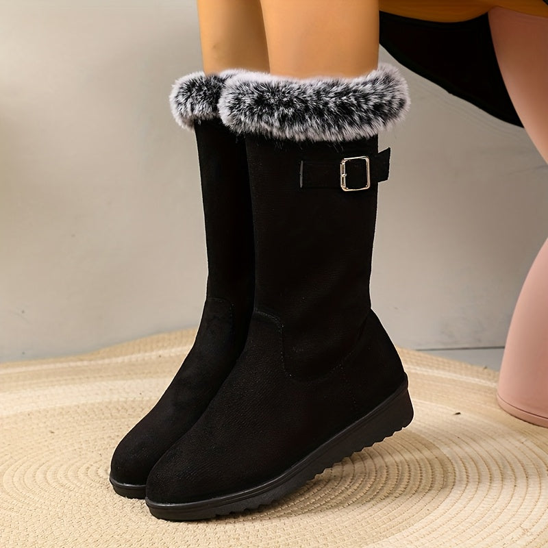 Winterstiefel Damen - wadenhoch - mit Fellkragen