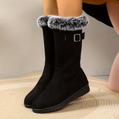 Winterstiefel Damen - wadenhoch - mit Fellkragen