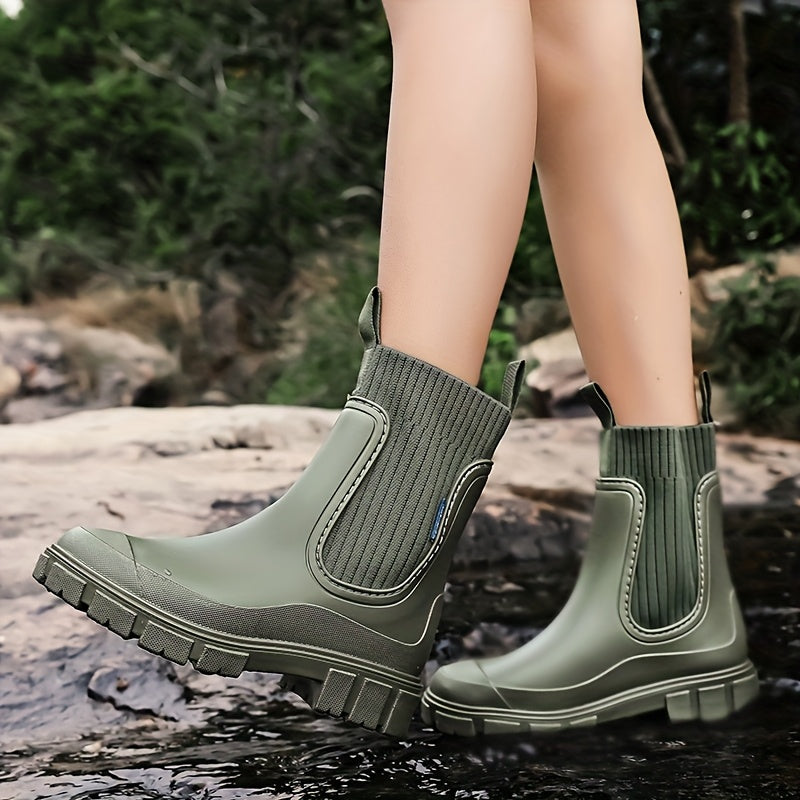 Gummistiefel Damen im Chelsea-Look - Wasserdicht - Rutschfeste Profilsohle