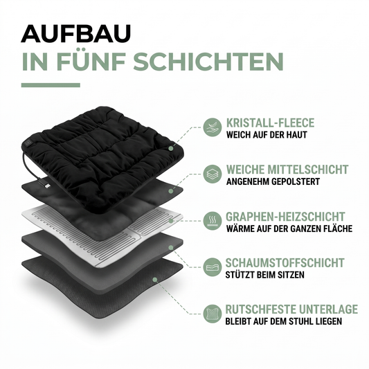 Beheiztes Sitzkissen USB 45 cm für Büro und Auto