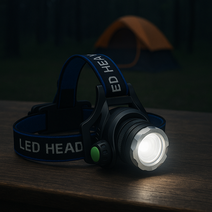 LED Stirnlampe 1000 Lumen - Zoom & 90° neigbar - Wiederaufladbar