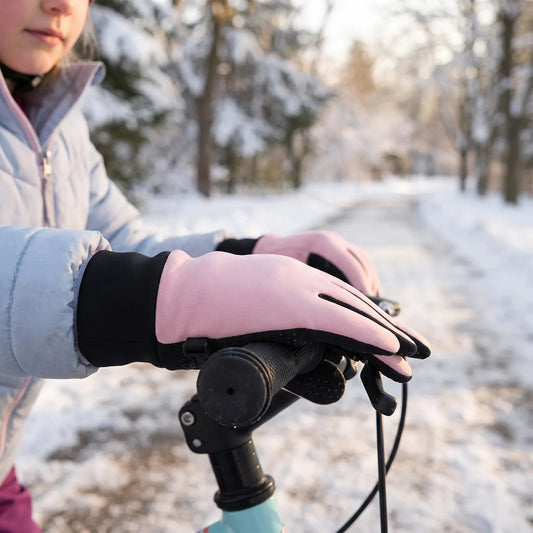 Kinderhandschuhe für den Winter mit Touchscreen-Fingern und Silikonnoppen an der Handfläche