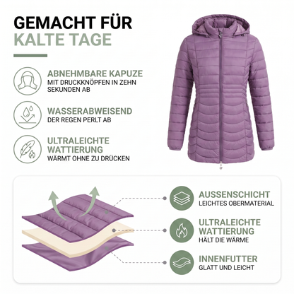 Parka Damen Lang - Abnehmbare Kapuze - Ultraleicht Wattiert