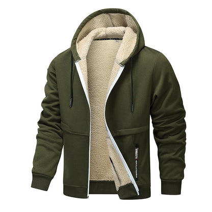 Kapuzenjacke Herren grau mit Sherpa-Futter und Zipper