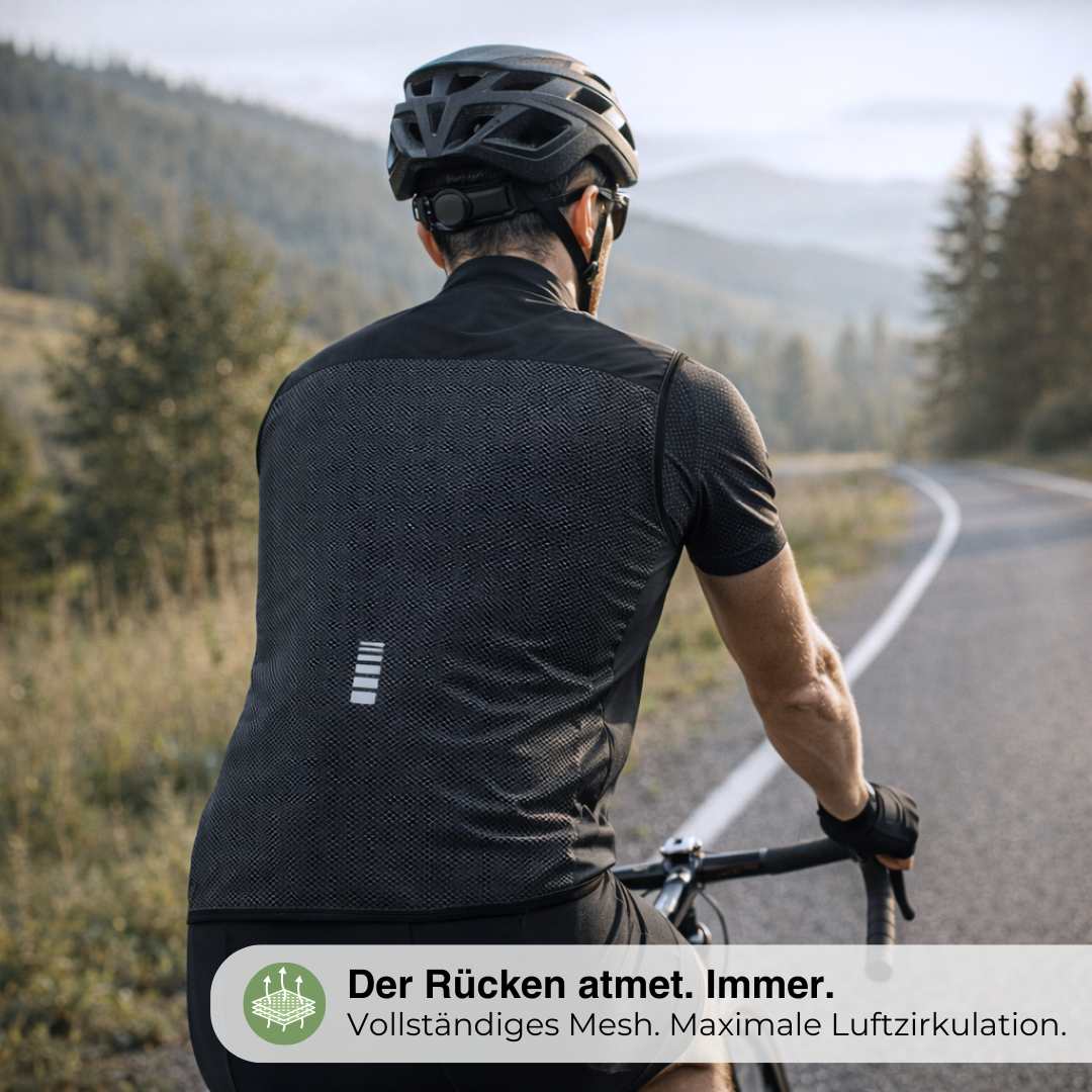 Herren Fahrradweste – Winddicht – Mesh-Rücken – Atmungsaktiv