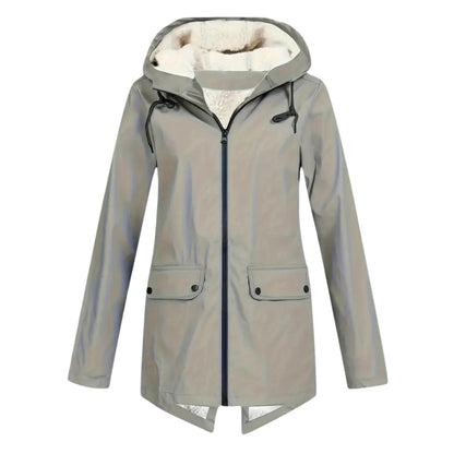 Übergangsjacke Damen - Regenjacke - Fleecegefüttert mit Kapuze
