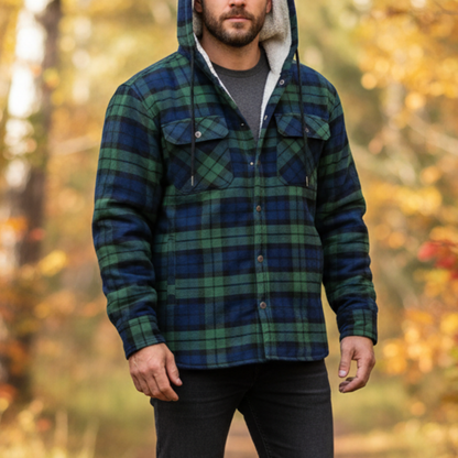 Hemdjacke Herren gefüttert - Sherpa-Futter - Kapuze