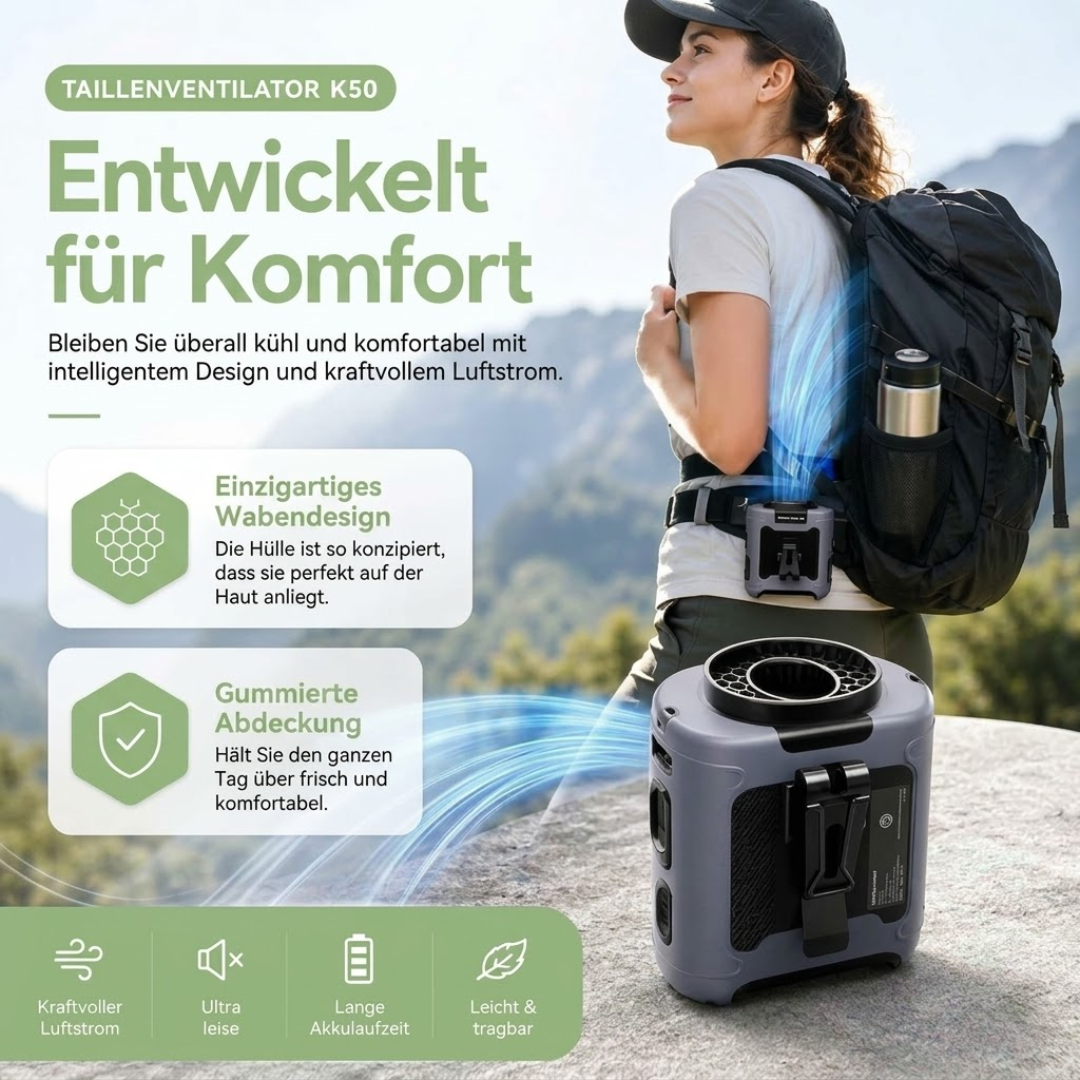 Gürtelventilator - Clip Befestigung - USB Wiederaufladbar