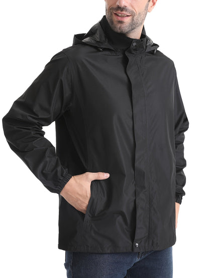Regenjacke Herren Wasserdicht - Übergangsjacke mit Kapuze, Atmungsaktiv
