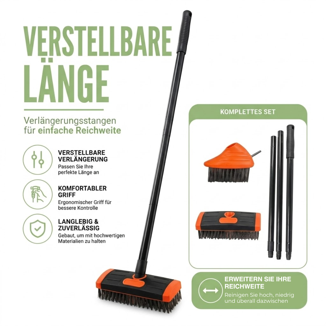 Fugenbürste mit Teleskopstiel - 3-in-1 Fugenreiniger - Unkrautbürste