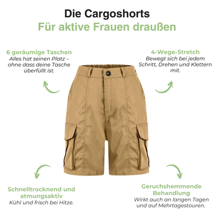 Damen Wandershorts – Multi-Pocket Cargo – Schnelltrocknend
