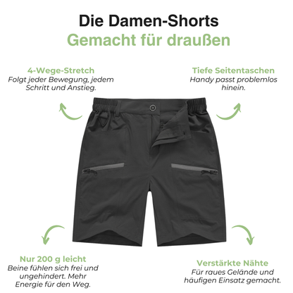 Damen Wandershorts – Stretch Kurze Hose – Reißverschlusstaschen