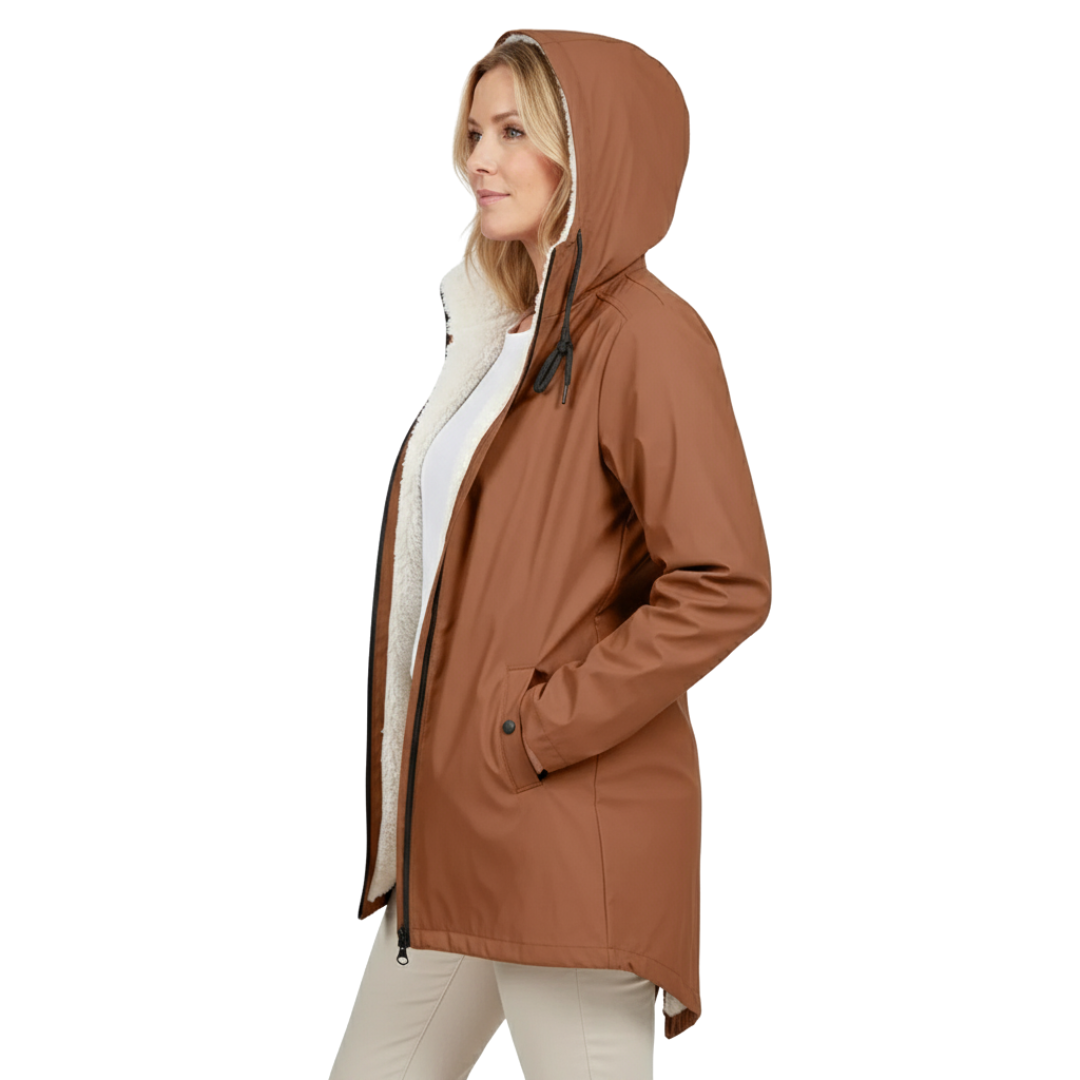 Übergangsjacke Damen - Regenjacke - Fleecegefüttert mit Kapuze