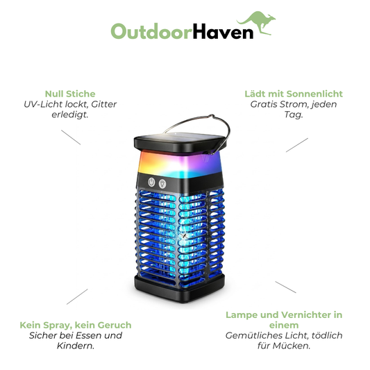 Solar Mückenlampe - Insektenvernichter Elektrisch - Camping Laterne