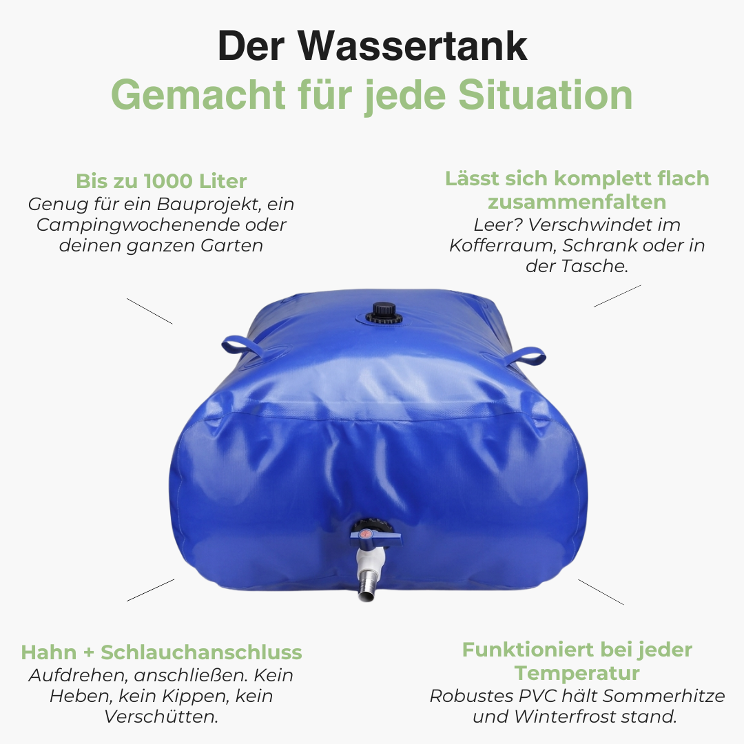 Faltbarer Wassertank – PVC Tragbarer Wassersack – 240L bis 1000L