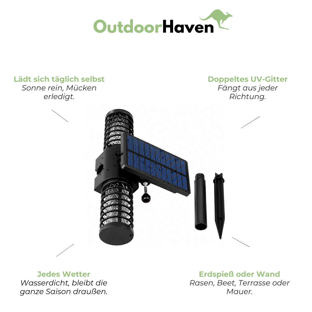 Solar Mückenlampe Außen - Insektenvernichter Erdspieß - Wasserdicht UV