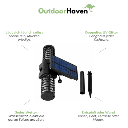 Solar Mückenlampe Außen - Insektenvernichter Erdspieß - Wasserdicht UV