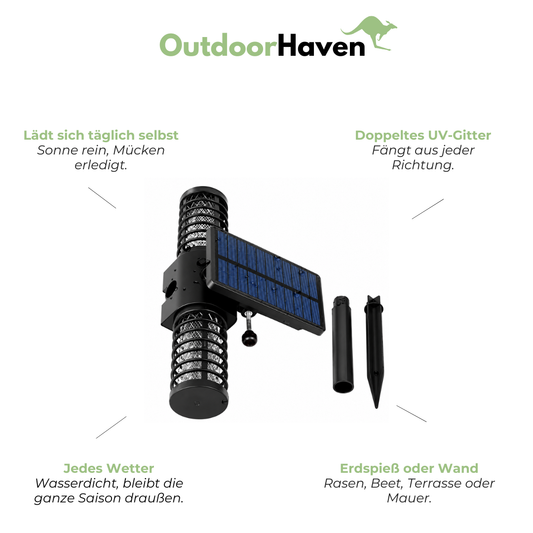 Solar Mückenlampe Außen - Insektenvernichter Erdspieß - Wasserdicht UV