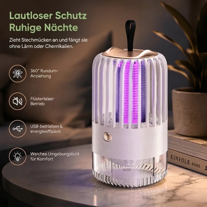 Mückenfalle Innen - UV Mückenlampe Wiederaufladbar - Lautlos fürs Schlafzimmer