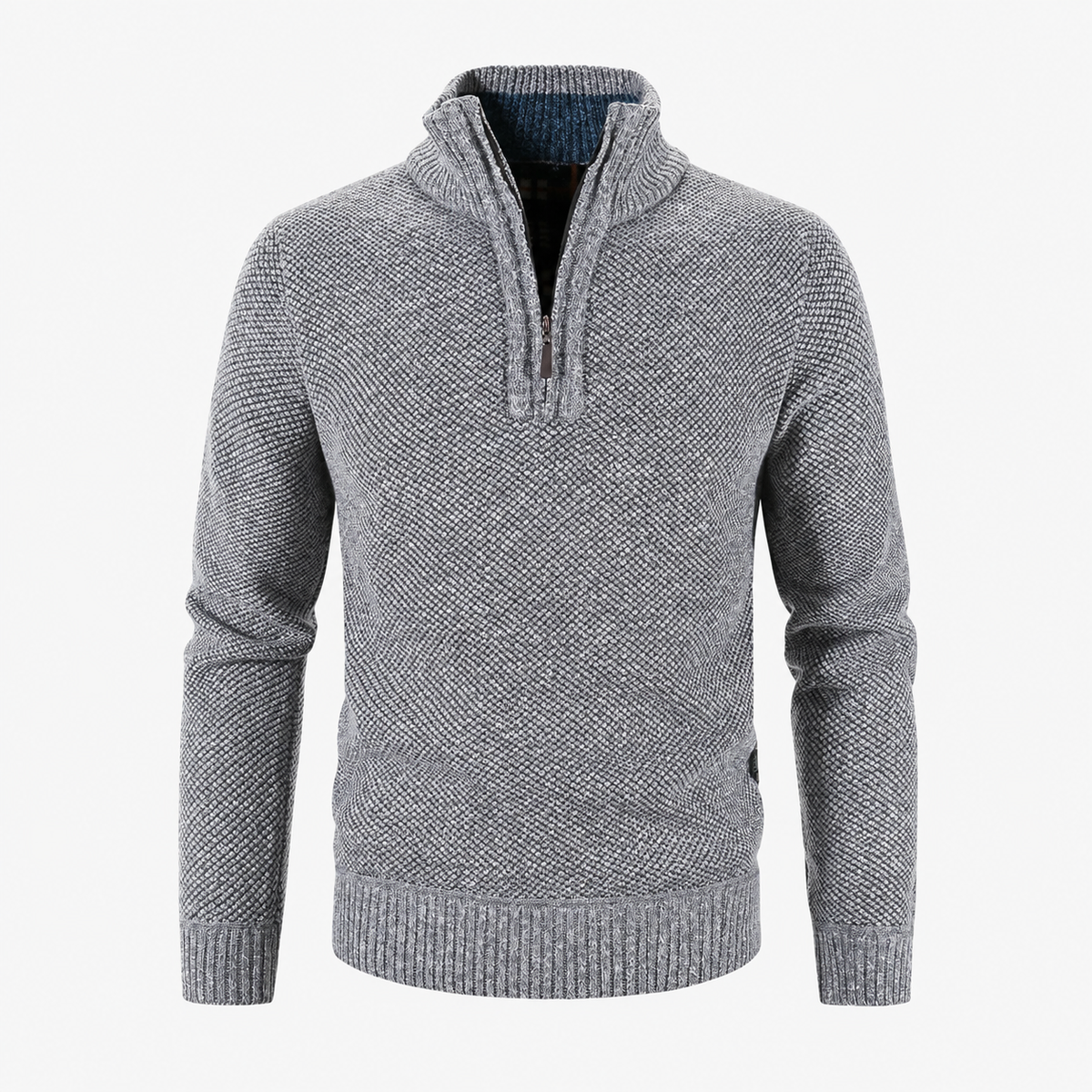 Half-Zip Pullover Herren - Fleecefutter & Stehkragen - Dicker Strick