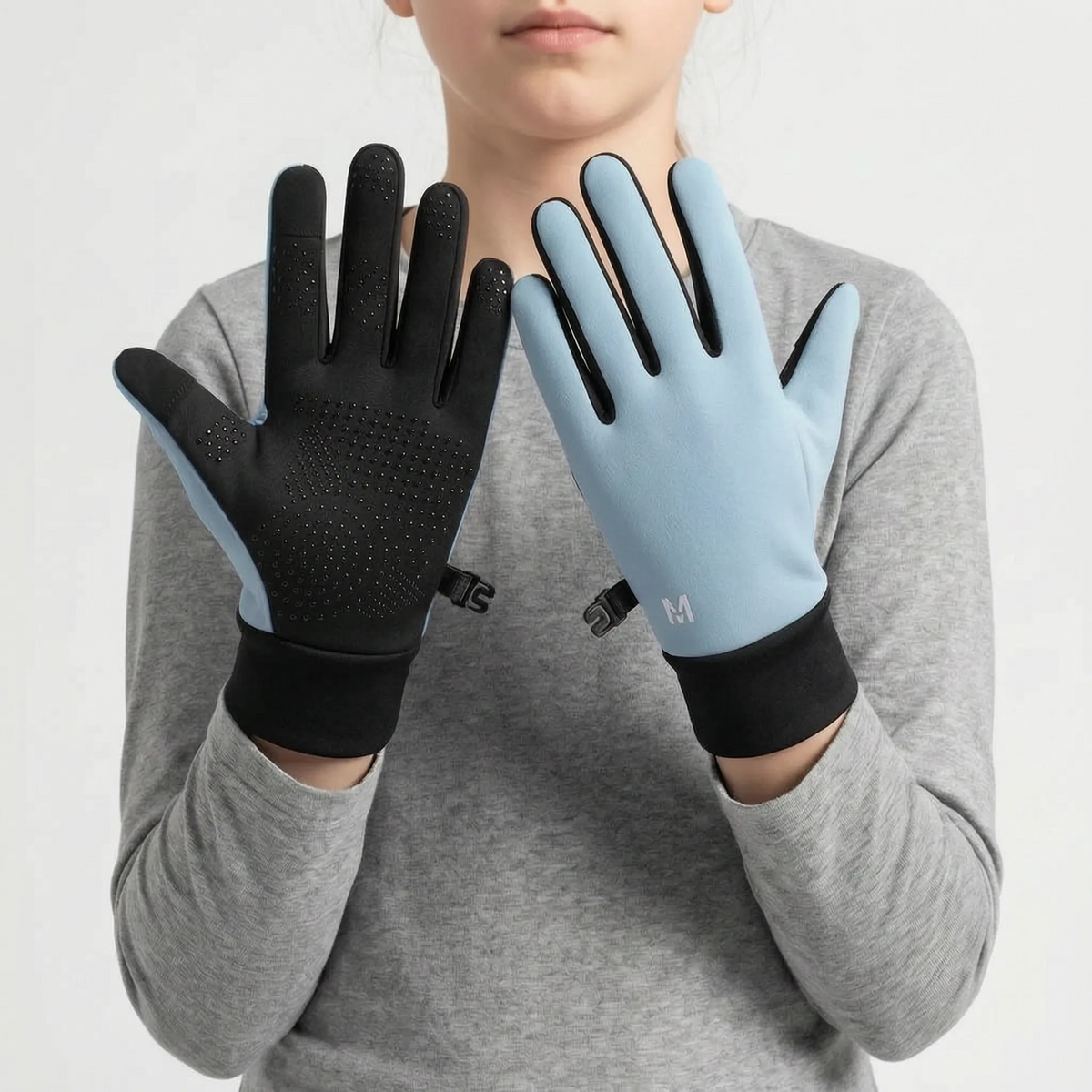 Kinderhandschuhe für den Winter mit Touchscreen-Fingern und Silikonnoppen an der Handfläche – Ansicht 8