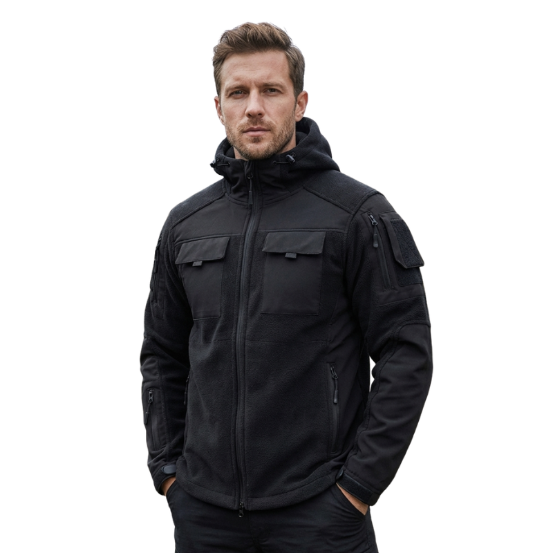 Fleecejacke Herren - Taktisch mit Kapuze - Camouflage & Uni
