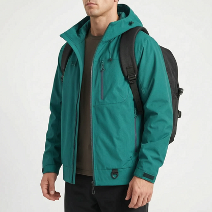 Wasserabweisende Outdoorjacke mit Kapuze und drei Reißverschlusstaschen – Ansicht 6
