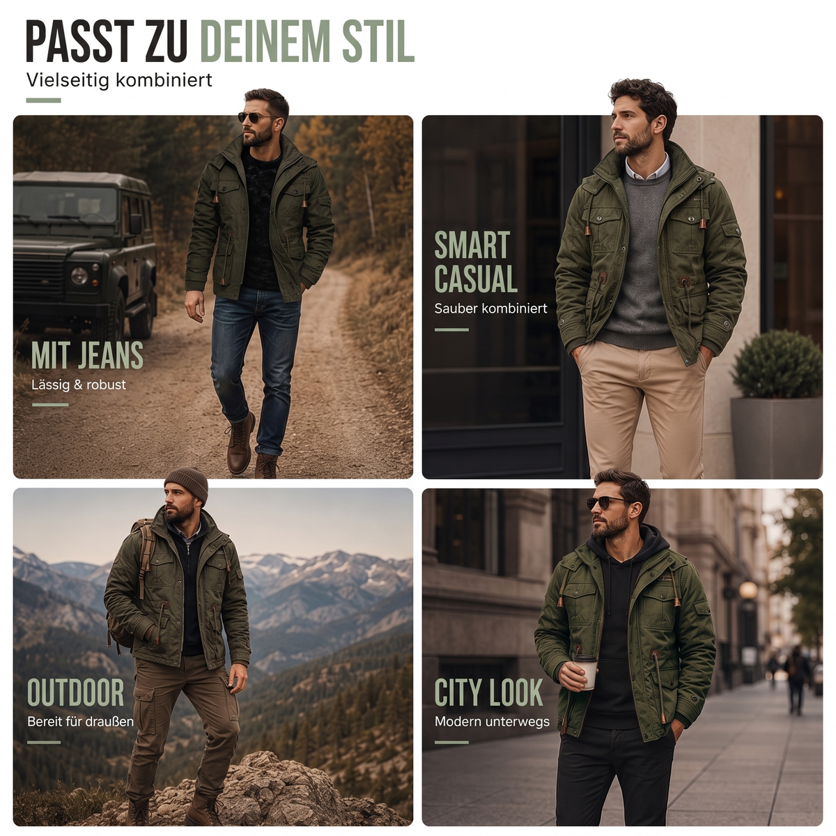 Übergangsjacke Herren - Wasserdicht & Winddicht - Multitaschen