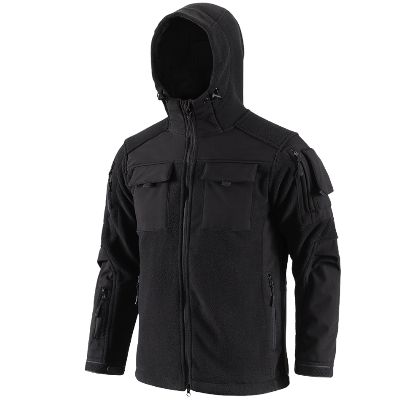 Fleecejacke Herren - Taktisch mit Kapuze - Camouflage & Uni