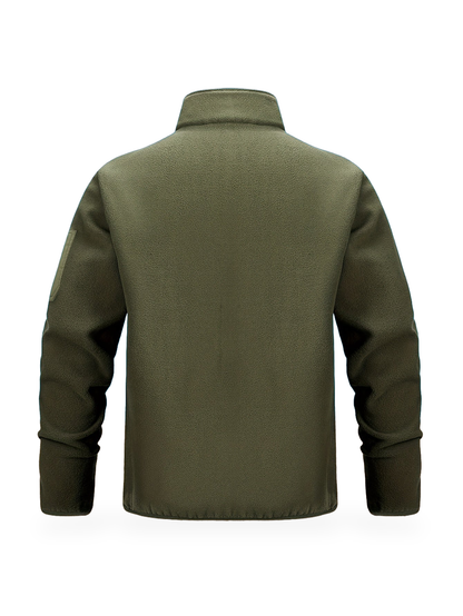 Olivgrüne Fleecejacke von hinten